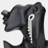 Fashnzfab Round Stone Pointed Rhinestone Fringe Dangle Evening Earrings In Silver