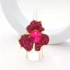 Fashnzfab Round Stone Pointed Rhinestone Paved Flower Stretch Ring In Pink