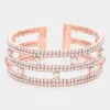 Fashnzfab Round Stone Pointed Split Cuff Evening Bracelet Rose Gold In Pink