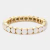 Fashnzfab Round Stone Stretch Evening Bracelet In Gold