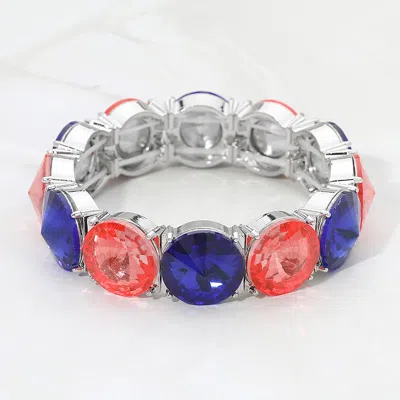 Fashnzfab Round Stone Stretch Evening Bracelet In Blue