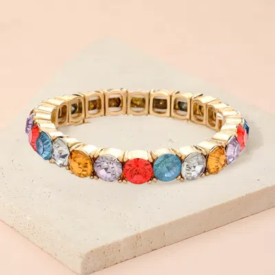 Fashnzfab Round Stone Stretch Evening Bracelet In Blue