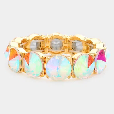 Fashnzfab Round Stone Stretch Evening Bracelet In Blue