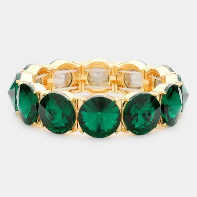 Fashnzfab Round Stone Stretch Evening Bracelet Emerald In Gold