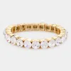 Fashnzfab Round Stone Stretch Evening Bracelet In Gold