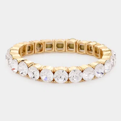 Fashnzfab Round Stone Stretch Evening Bracelet In Gold