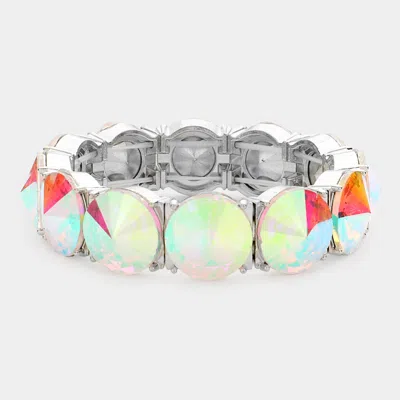 Fashnzfab Round Stone Stretch Evening Bracelet In Green