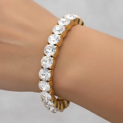Fashnzfab Round Stone Stretch Evening Bracelet In Metallic