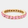 Fashnzfab Round Stone Stretch Evening Bracelet Pink In Pink