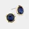 Fashnzfab Round Stone Stud Earrings - Montana Blue In Blue