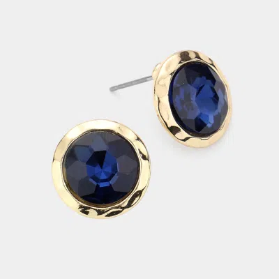 Fashnzfab Round Stone Stud Earrings - Montana Blue