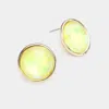 Fashnzfab Round Stone Stud Earrings - Neon, Yellow In Multi