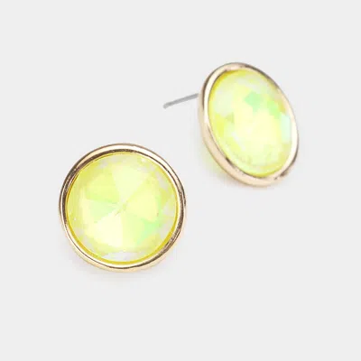 Fashnzfab Round Stone Stud Earrings - Neon, Yellow In Multi