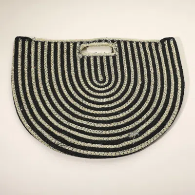 Fashnzfab Round Stripped Knitted Woven Tote Bag In Multi