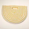 Fashnzfab Round Stripped Knitted Woven Tote Bag In Multi