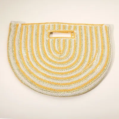 Fashnzfab Round Stripped Knitted Woven Tote Bag In Multi