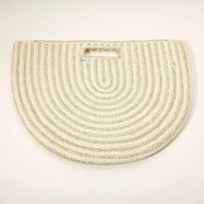 Fashnzfab Round Stripped Knitted Woven Tote Bag In Multi