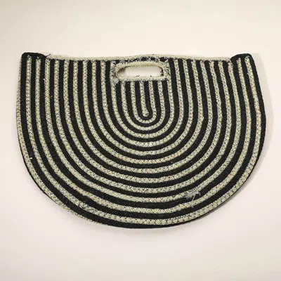Fashnzfab Round Stripped Knitted Woven Tote Bag In Multi