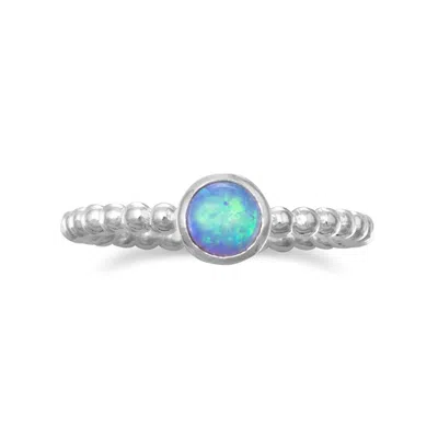 Fashnzfab Round Synthetic Opal Ring In Blue