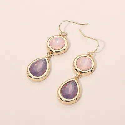 Fashnzfab Round Teardrop Cabochon Link Drop Earrings In Gold