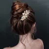 Fashnzfab Round Teardrop Stone Accented Hair Comb In Gold