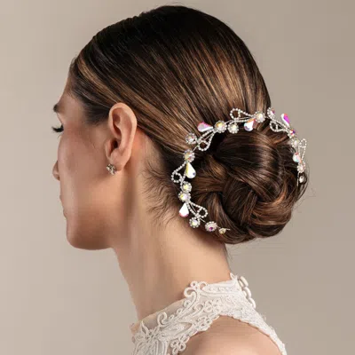 Fashnzfab Round Teardrop Stone Embellished Bun Wrap Headpiece In Multi