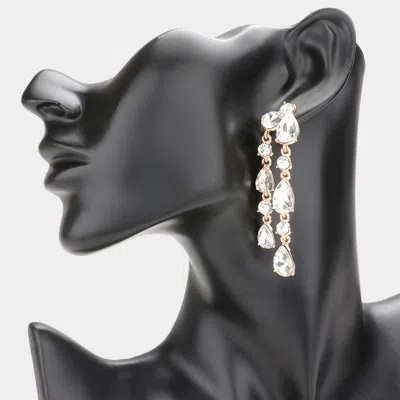 Fashnzfab Round Teardrop Stone Link Dangle Evening Earrings In Metallic