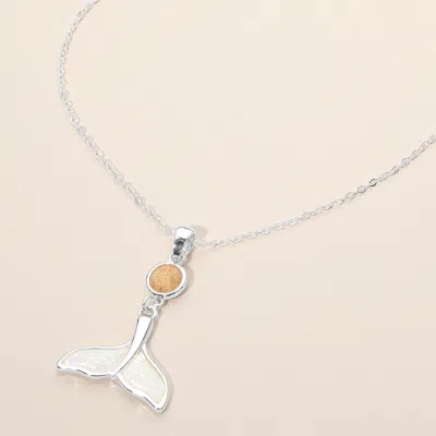 Fashnzfab Round Whale Tail Link Drop Charm Pendant Necklace In Metallic