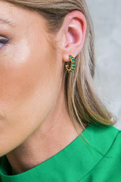 Fashnzfab Ruby Hoop Earrings In Green