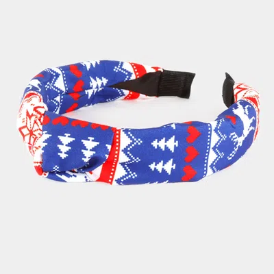 Fashnzfab Rudolph Christmas Tree Burnout Knot Headband In Blue