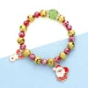 Fashnzfab Rudolph Santa Claus Charm Faceted Beaded Stretch Bracelet Gold In Gold