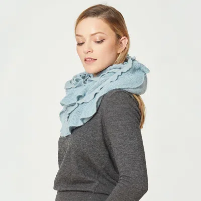 Fashnzfab Ruffle Infinity Scarf In Blue