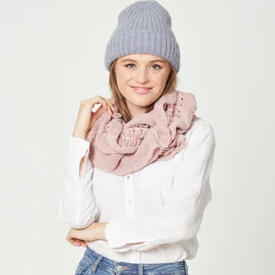 Fashnzfab Ruffle Infinity Scarf In Pink
