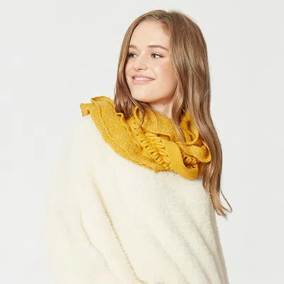 Fashnzfab Ruffle Infinity Scarf In Yellow