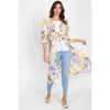 Shop Fashnzfab Ruffle Robe Cardigan In Yellow