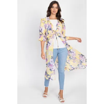Fashnzfab Ruffle Robe Cardigan In Yellow