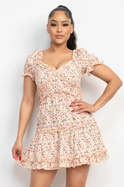 Fashnzfab Ruffled Floral Puff Sleeve Dress