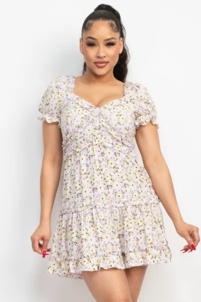 Fashnzfab Ruffled Floral Puff Sleeve Dress