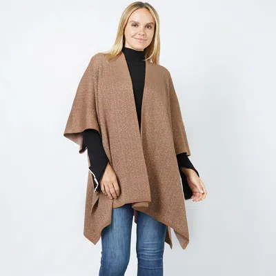 Fashnzfab Rulex Knit Ruana Vest Poncho In Brown