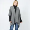 Fashnzfab Rulex Knit Ruana Vest Poncho In Gray