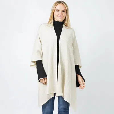 Fashnzfab Rulex Knit Ruana Vest Poncho In White
