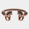 Fashnzfab Running Horse Twisted Metal Cuff Bracelet Copper Burnished In Gold