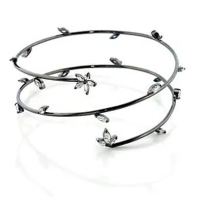 Fashnzfab Ruthenium Brass Arm Loop With Aaa Grade Cz In Clear In Metallic