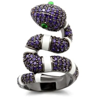 Fashnzfab Ruthenium Brass Ring With Aaa Grade Cz In Multi Color