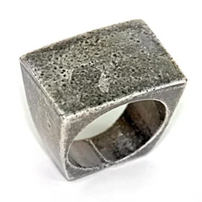 Fashnzfab Ruthenium Brass Ring With No Stone In Metallic
