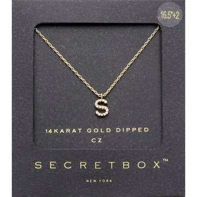 Fashnzfab -s- Secret Box _ 14k Gold Dipped Cz Initial Monogram Pendant Necklace In Silver