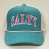 Fashnzfab Salty Message Embroidered Mesh Back Trucker Hat In Green