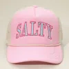 Fashnzfab Salty Message Embroidered Mesh Back Trucker Hat In Pink
