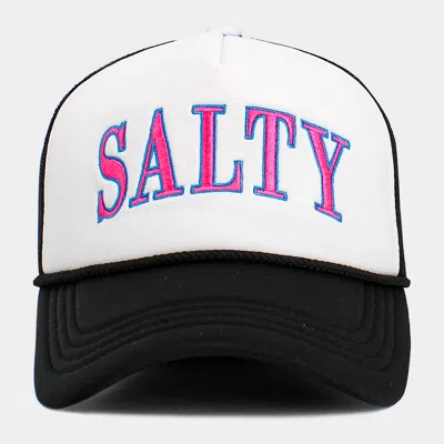 Fashnzfab Salty Message Mesh Back Trucker Hat In Black