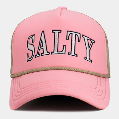 Fashnzfab Salty Message Mesh Back Trucker Hat In Pink